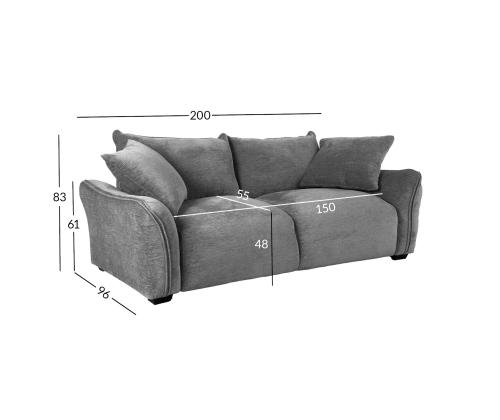 Diivan DIVI 3-kohaline 200x96xH83cm, hall