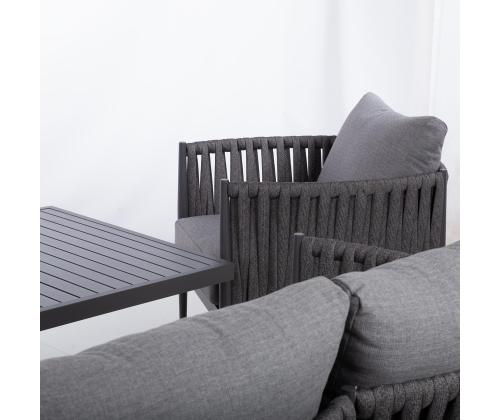 Aiamööblikomplekt BRISTOL laud, diivan ja 2 tooli, hall