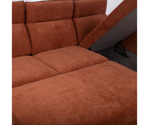 Nurgadiivanvoodi SCALA 244x155/88xH102cm, roostepruun