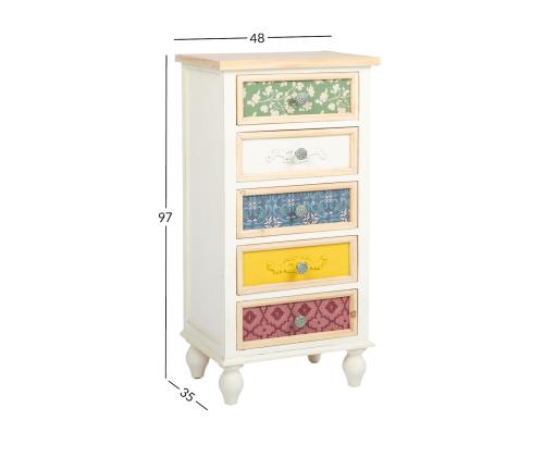 Kummut BIANCA 48x35xH97cm, antiikvalge