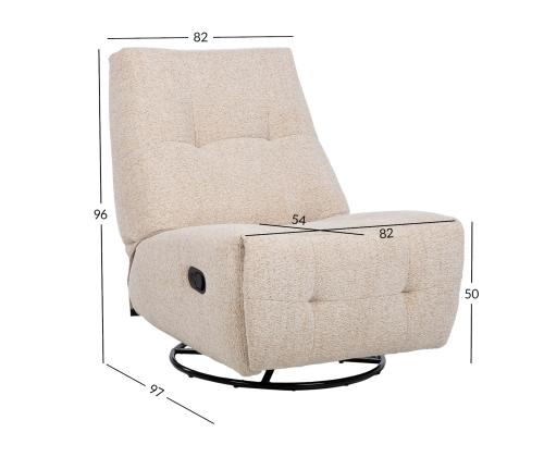 Tugitool WILLA manuaalne recliner, pöörlev ja kiikuv 82x97xH96cm, beež