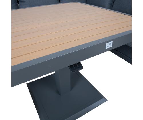 Aiamööblikomplekt PARKER laud, nurgadiivan ja 2 tumbat, hall