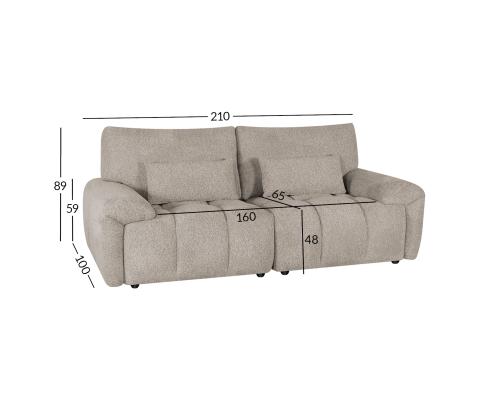 Diivan BARBARA 2,5-kohaline 210x100xH89cm, helepruun