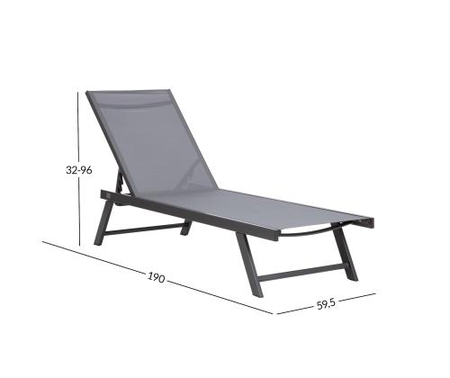 Lamamistool ARIO 59,5x190xH32-96cm, tumehall