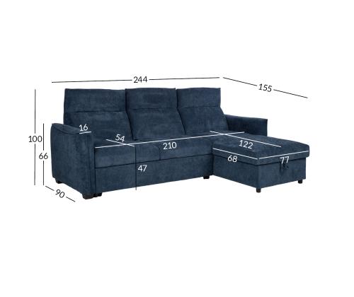 Nurgadiivanvoodi SCALA 244x155/88xH102cm, sinine