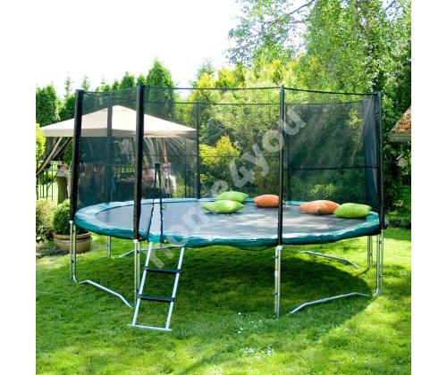 Turvavõrk D426cm batuudile, postidega, must