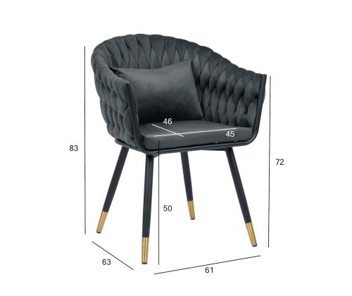 Tool FLORA 61x63xH83cm, hall samet