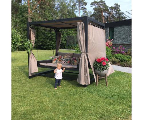 Aiakiik BARCELONA 236x180xH210cm, pruun/beeþ, teras, plastikpunutis, polüesterkangas