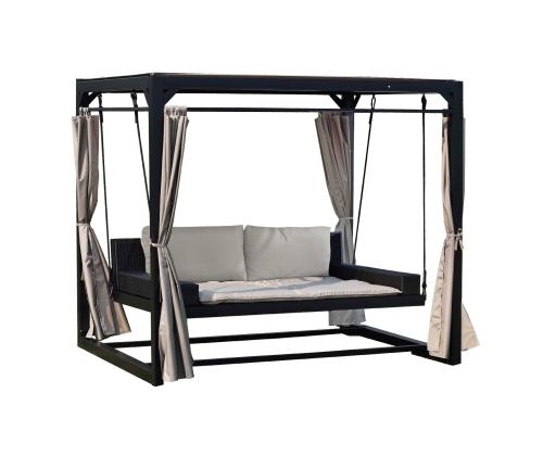 Aiakiik BARCELONA 236x180xH210cm, pruun/beeþ, teras, plastikpunutis, polüesterkangas