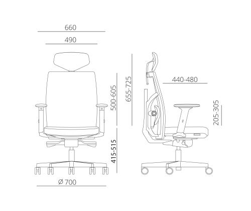 Arvutitool/kontoritool TUNE, 70x70xH111-128cm, hall, polüesterkangas, alumiinium