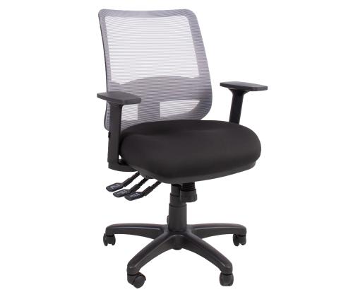 Töötool SAGA, 65,5x64xH94,5-114cm, must/hall, polüesterkangas, plastik