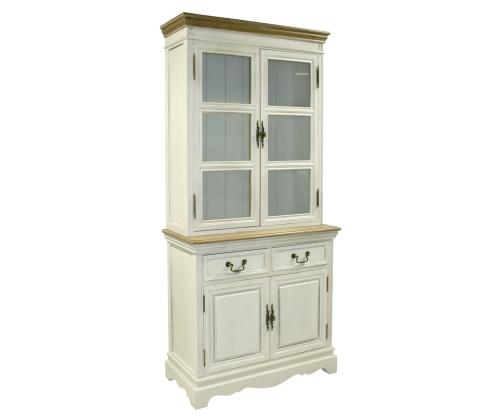 Vitriinkapp SAMIRA 85,5x39,5/31xH189,5cm, antiikvalge/naturaalne