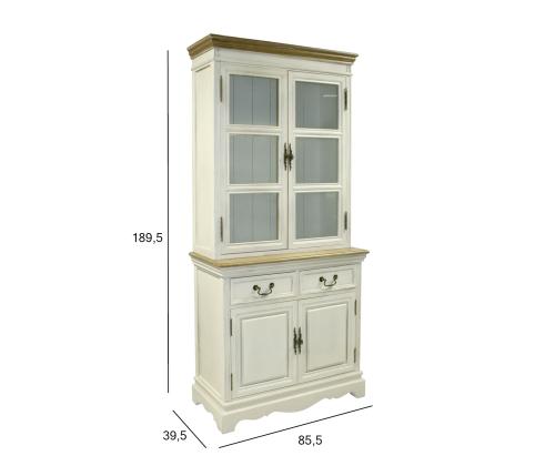 Vitriinkapp SAMIRA 85,5x39,5/31xH189,5cm, antiikvalge/naturaalne