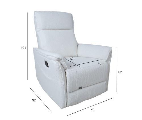 Tugitool GERRY manuaalne recliner, valge