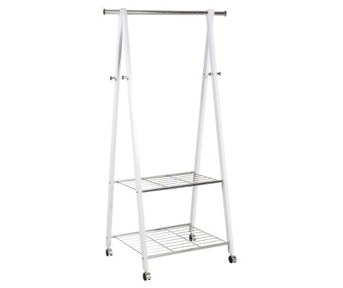 Stange FOREST 2-riiuli ja 4-nagiga 85x52xH152cm, materjal: männipuit / teras, värvus: valge / kroom