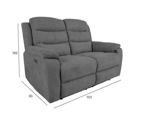 Diivan MIMI 2-kohaline elektriline recliner, hall