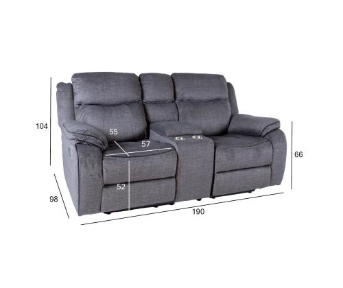 Diivan GENTRY 2-kohaline manuaalne recliner 190x98xH104cm, hall