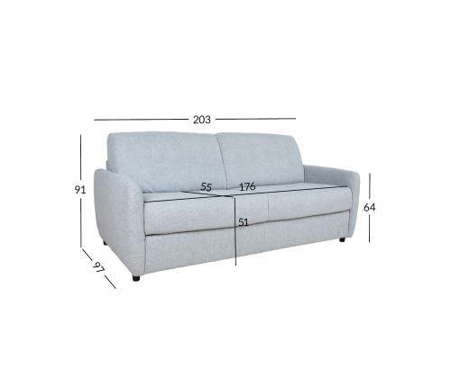 Diivanvoodi BRANDON 3-kohaline 203x97xH91cm, sinakashall melange