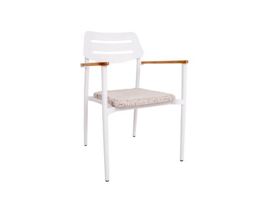 Tool WALES valge 56x60xH82cm, alumiiniumraam, plastikpunutis, tiikpuit