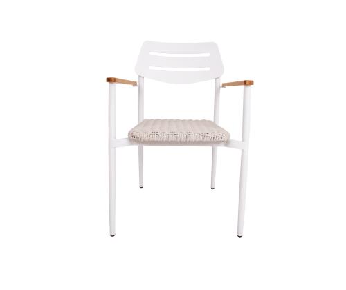 Tool WALES valge 56x60xH82cm, alumiiniumraam, plastikpunutis, tiikpuit