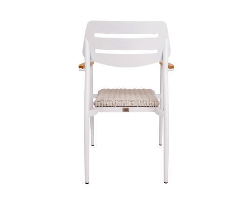 Tool WALES valge 56x60xH82cm, alumiiniumraam, plastikpunutis, tiikpuit