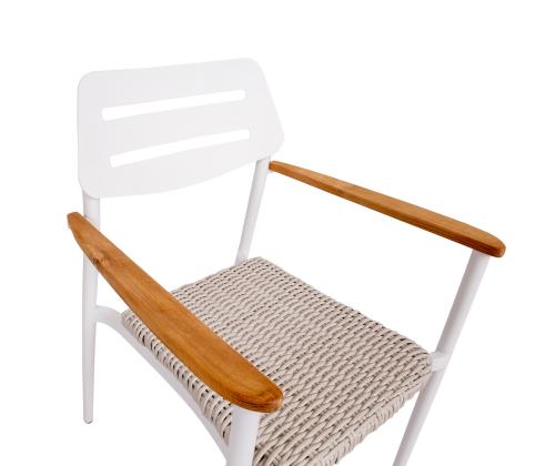 Tool WALES valge 56x60xH82cm, alumiiniumraam, plastikpunutis, tiikpuit