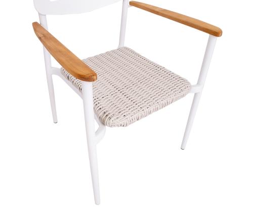 Tool WALES valge 56x60xH82cm, alumiiniumraam, plastikpunutis, tiikpuit