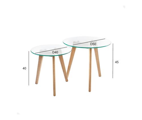 Abilauad HELENA 2tk komplektis D50xH45cm, D40xH40cm, klaas