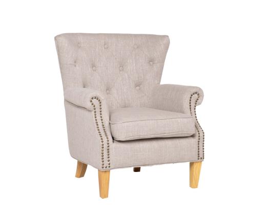 Tugitool HOLMES beeþ, 78x80xH86cm, 57,7% polüester, 25,7% viskoos, 16,6% linane kangas, puit