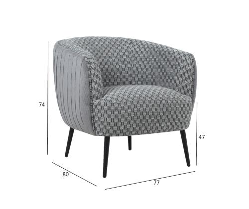 Tugitool ACCENT hall, 77x80xH74cm, polüesterkangas, puit, vineer, metall