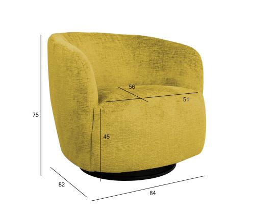 Tugitool MANUELA 84x82xH75cm, kollane