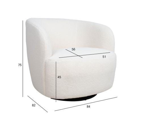 Tugitool MANUELA 84x82xH75cm, valge