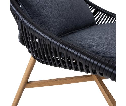 Aiamööblikomplekt HELSINKI diivan, 2 tooli ja 2 lauda, must