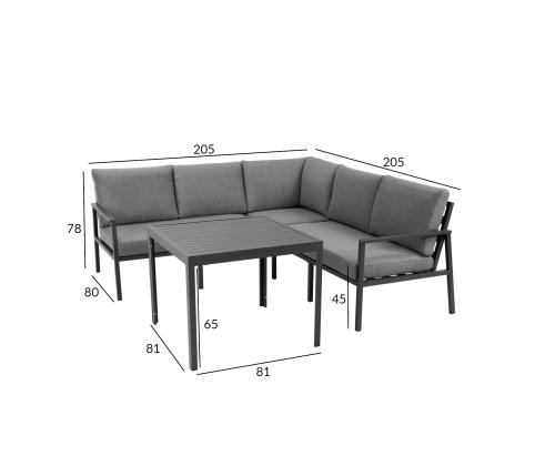 Aiamööblikomplekt ADRIAN laud ja nurgadiivan