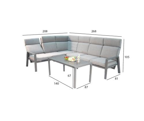 Aiamööblikomplekt CASTEN laud ja nurgadiivan