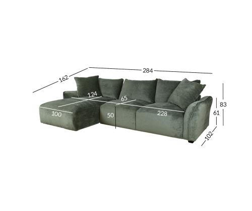 Nurgadiivan DIVI VN 284x162/102xH83cm, mündiroheline