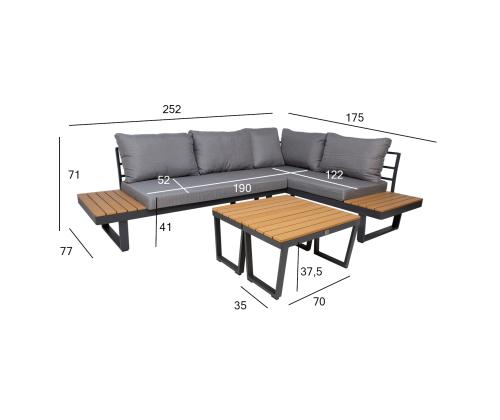 Aiamööblikomplekt MALTA mooduldiivan, 2 lauda