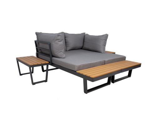 Aiamööblikomplekt MALTA mooduldiivan, 2 lauda