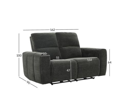 Diivan MATIAS 2-kohaline elektriline recliner 162x90xH100cm, hall