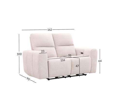 Diivan MATIAS 2-kohaline elektriline recliner 162x90xH100cm, helebeež