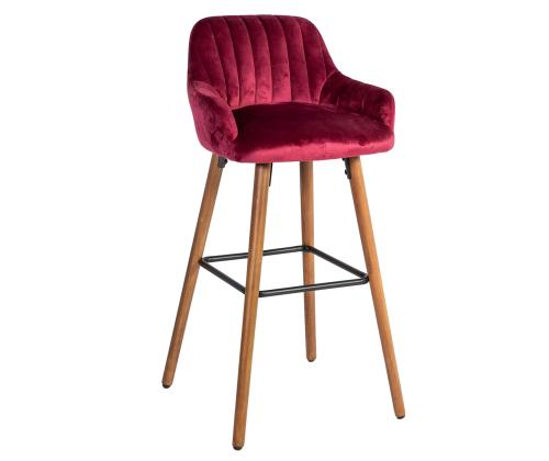 Baaritool ARIEL 48x52xH97cm, kattematerjal: kangas, värvus: veinipunane, pöögipuidust jalad