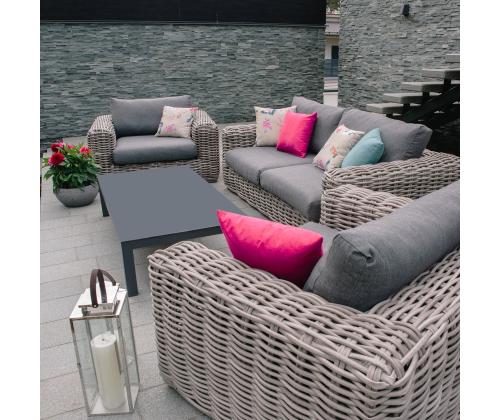 Aiamööblikomplekt CALISTA laud, diivan ja 2 tooli, hall