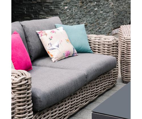 Aiamööblikomplekt CALISTA laud, diivan ja 2 tooli, hall