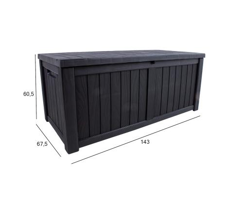 Säilituskast PRAIA 143x67,5x60,5cm/450L, must plastik