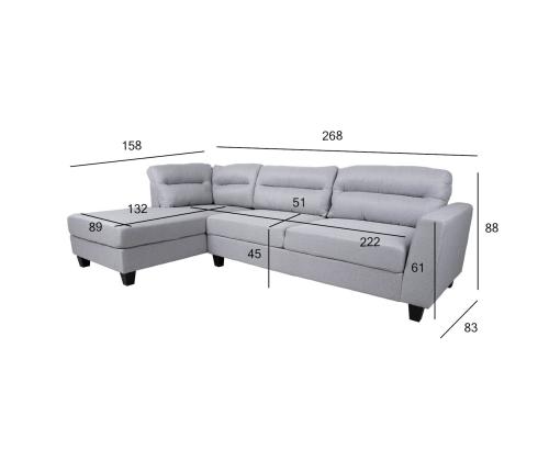 Nurgadiivan HELSINKI VN 268x158/83xH88cm, helehall