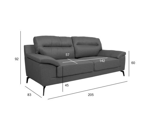 Diivan ENZO 3-kohaline 205x83xH92cm, tumehall
