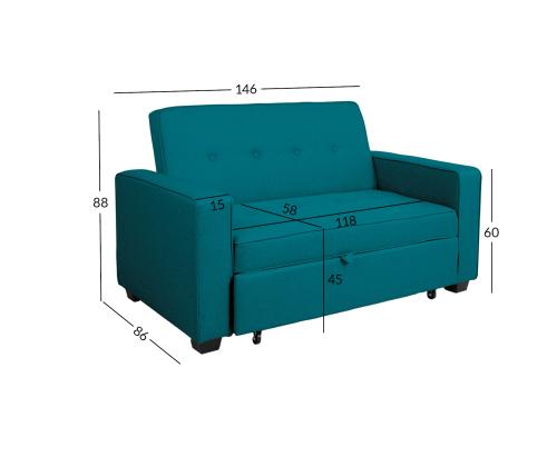 Diivanvoodi FEYA 146x86xH88cm, meresinine