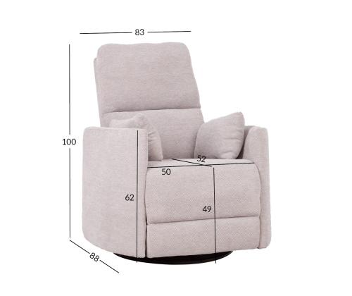 Tugitool STINA kiikuv ja pöörlev manuaalne recliner 83x88xH100cm, hall