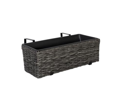 Rõdu lillekast WICKER 60x19xH18cm, hall, metallraam, plastikpunutis