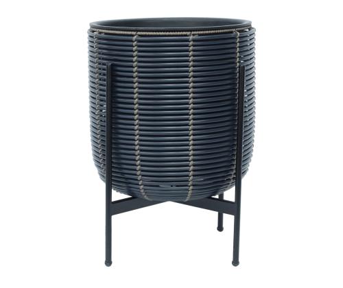 Lillepott WICKER alusega 38x38xH49cm, must/pruun